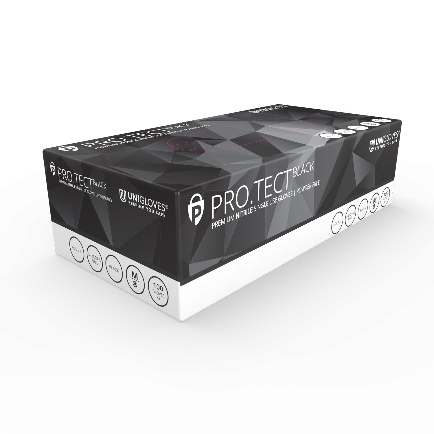 Pro Tect Black HD Nitrile Gloves Size Medium PK 100